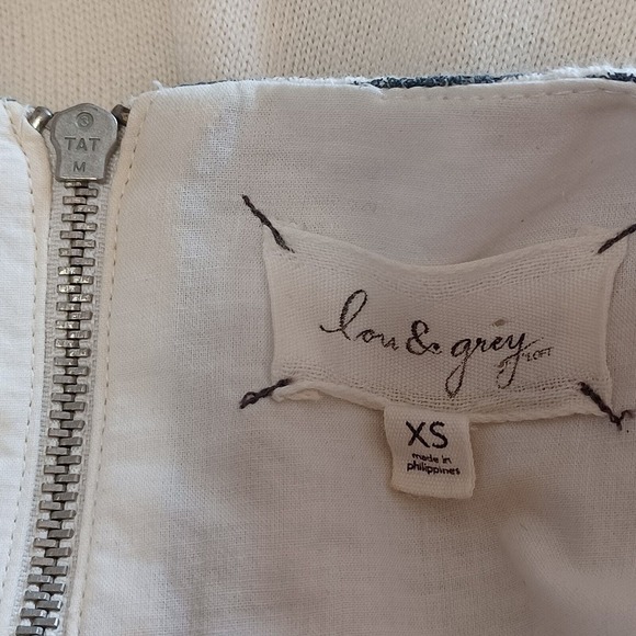 Lou & Grey XS Drawstring Cotton Blend Mini Dress with Pockets Gray White Stripe - Picture 7 of 10